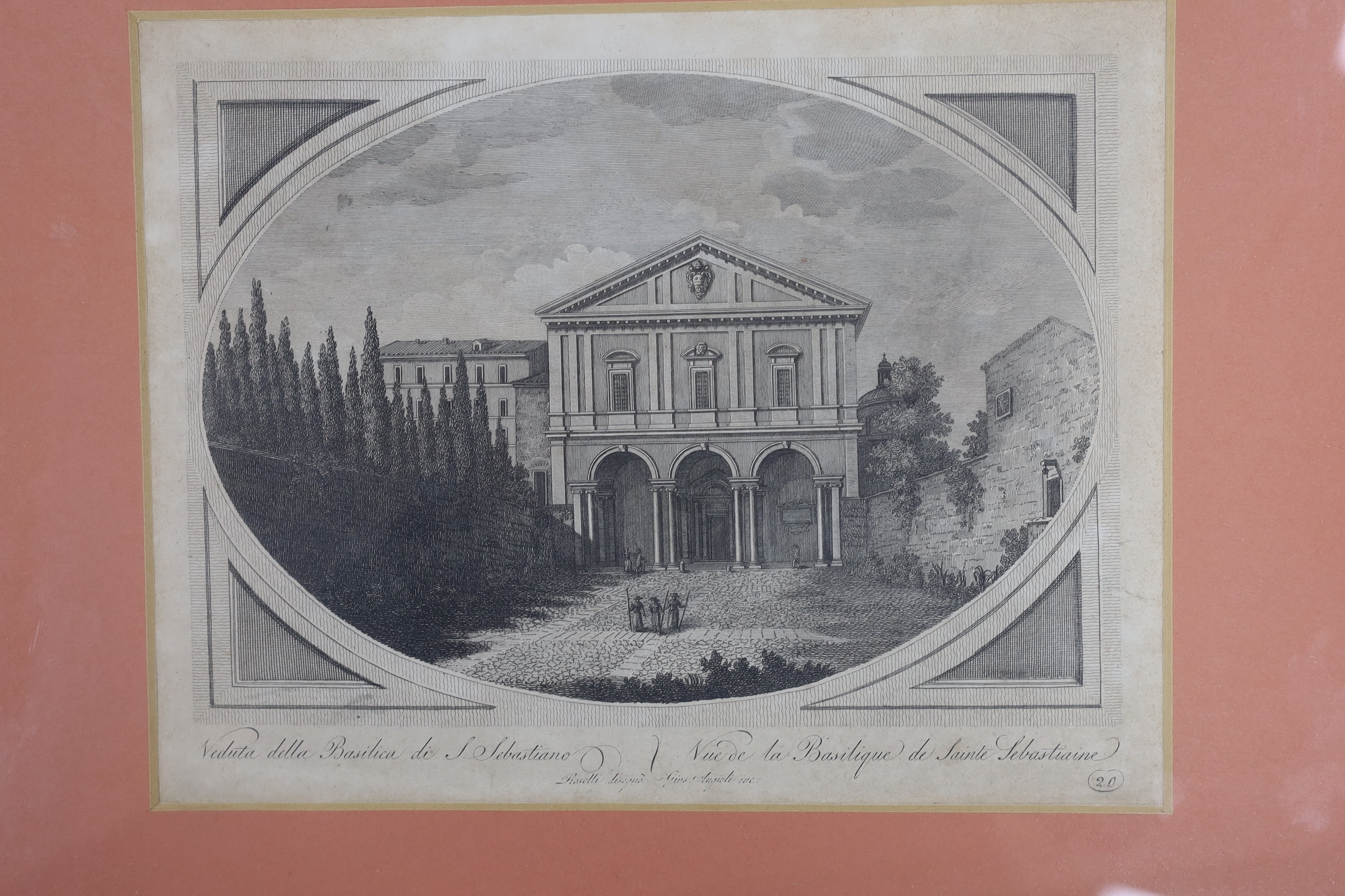 Antonio Acquaroni (1800-1874), five engravings, Topographical views, visible sheet 19 x 24cm